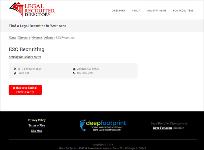 Basic Free Legal Recruiter Directory listing
