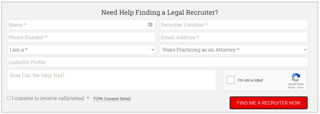 Find a Legal Recruiter form