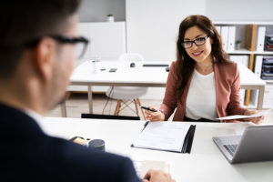 Female recruiter speaking with a candidate