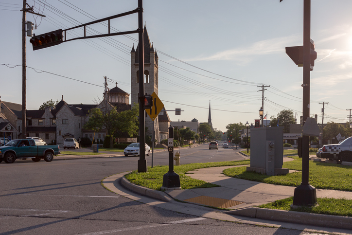 Crossroad in downtown Waukesha, Wisconsin.